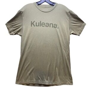Aloha Modern Shirt Mens‎ Medium Kuleana Olive Green Hawaiian Spell Out Preppy